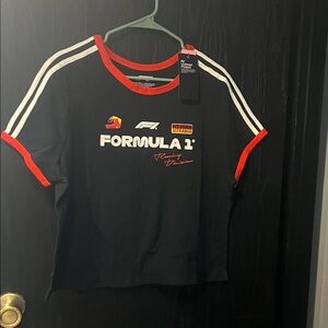 Hybrid Apparel Black and Red Formula 1 Crop Top